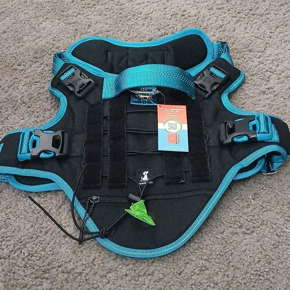 No Pull Dog Harness  Heavy Duty Dog Harness with Handle and Poop Bag Holder Sz L